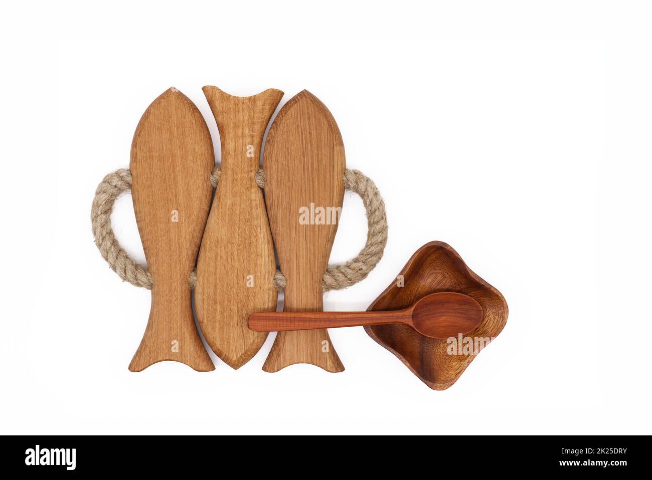 Fish shaped natural wood serving tray with rope handles Stock Photo Alamy