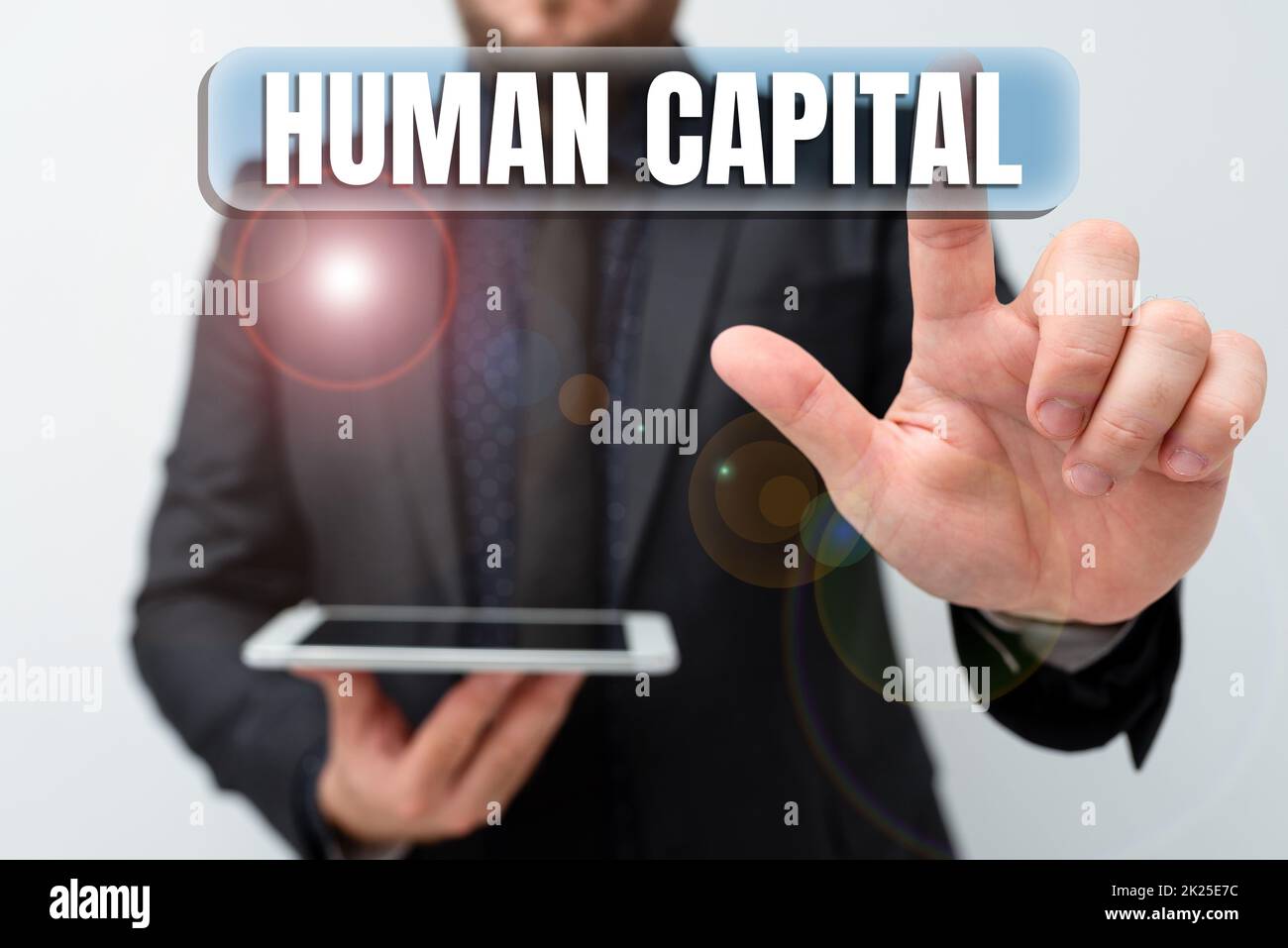 Writing displaying text Human Capital. Business approach Intangible Collective Resources Competence Capital Education Presenting New Technology Ideas Discussing Technological Improvement Stock Photo