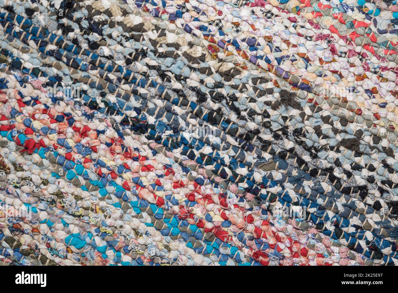 colored structure and pattern of a carpet - rag rug, woven carpet Stock Photo