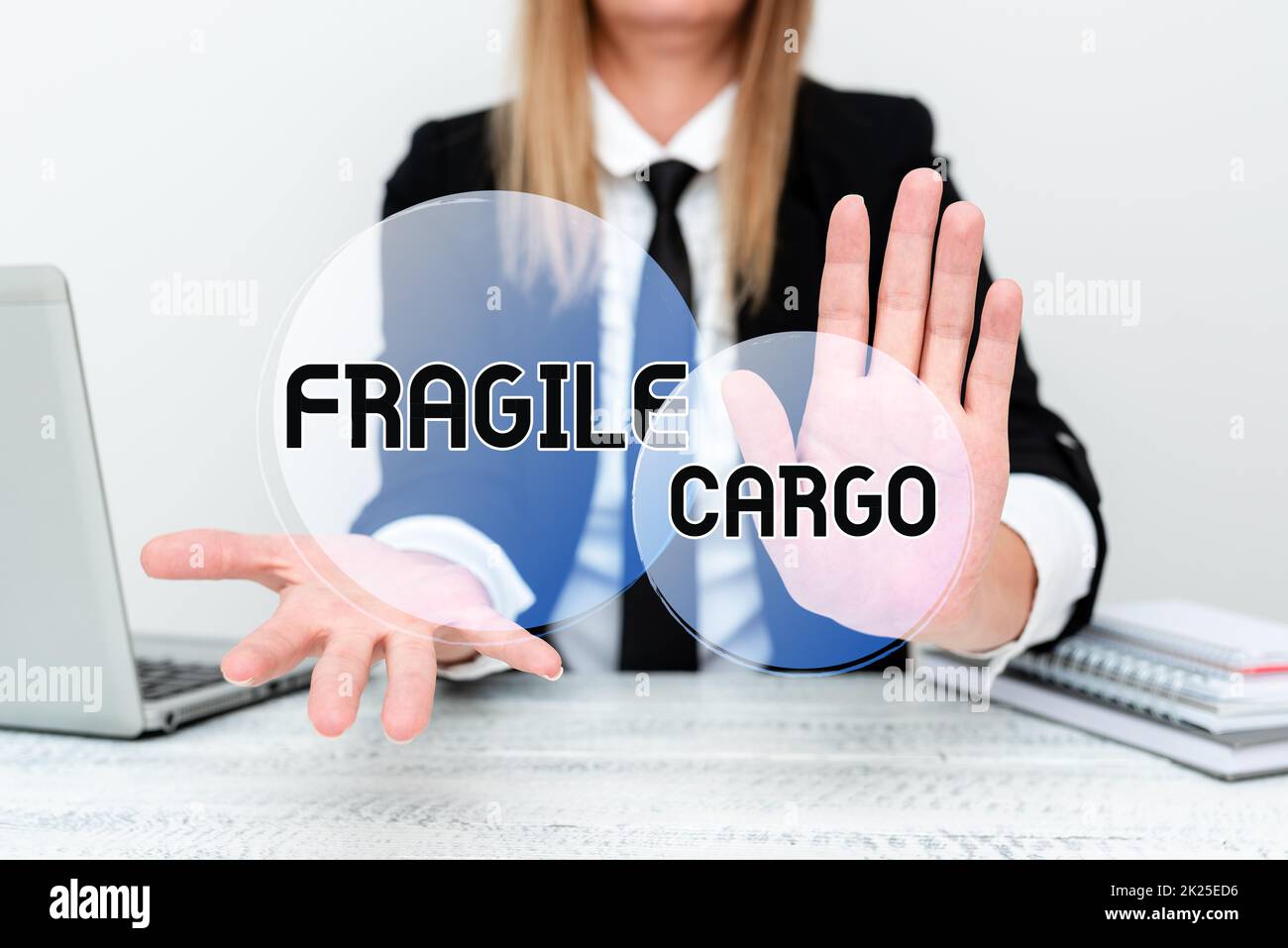 Text sign showing Fragile Cargo. Business idea Breakable Handle with Care Bubble Wrap Glass Hazardous Goods Explaining Company Problem, Abstract Providing Dispute Solutions Stock Photo