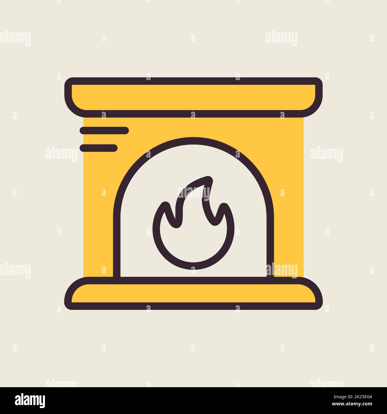 Fireplace vector icon. Winter sign Stock Photo