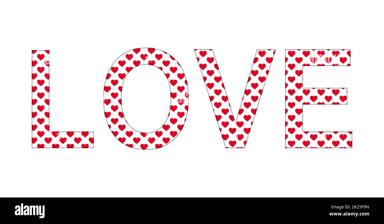 The word LOVE written by many small hearts - Vector Stock Photo
