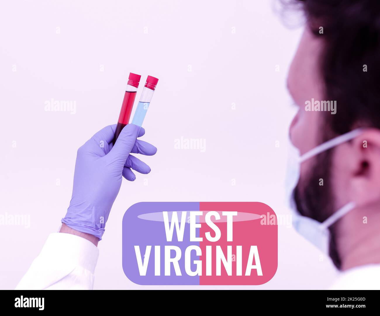 Text caption presenting West Virginia. Business approach United States of America State Travel Tourism Trip Historical Research Scientist Presenting New Medicine, Researching Preventive Measure Stock Photo