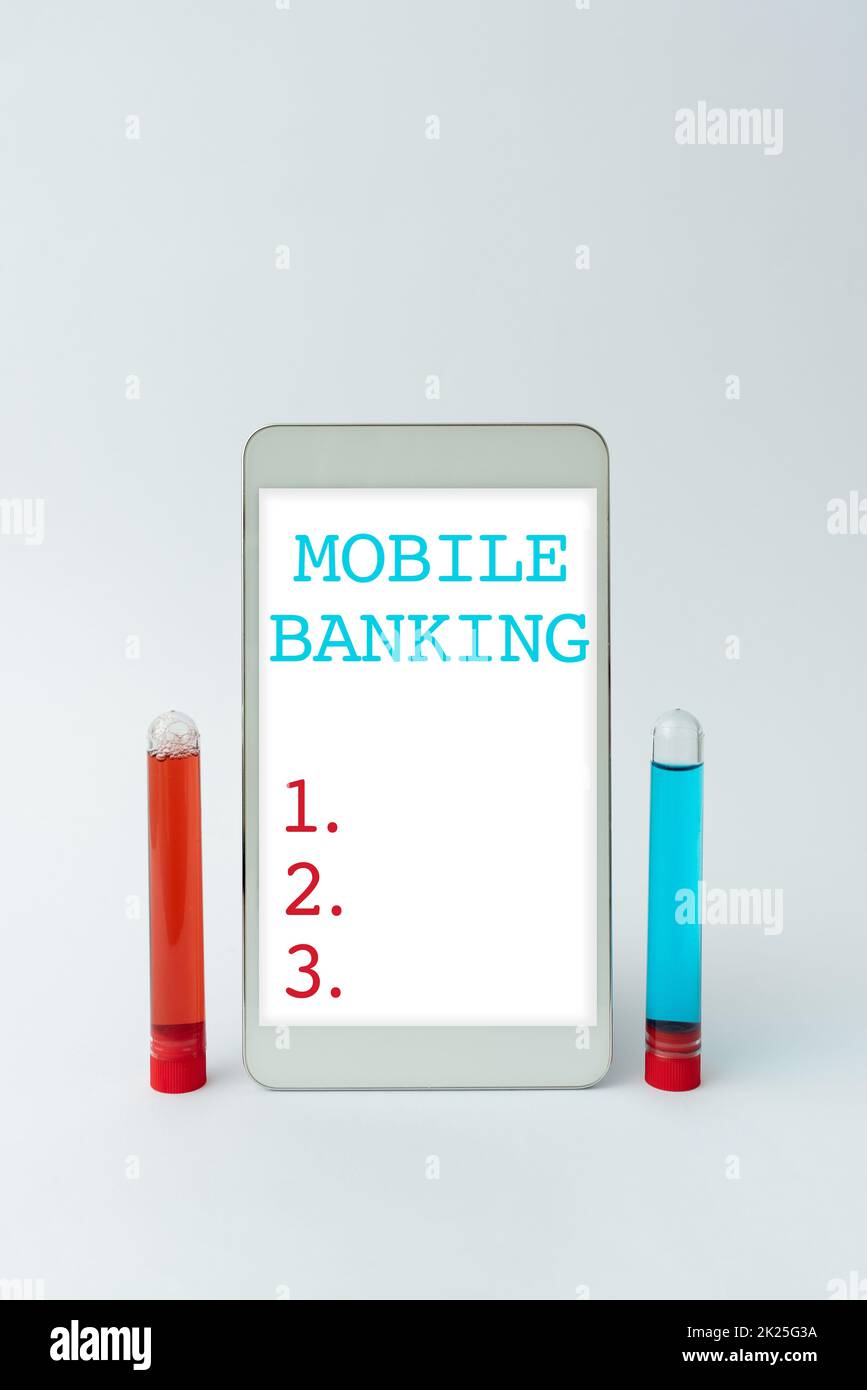 Conceptual caption Mobile Banking. Business idea Monitoring account balances Transferring funds
