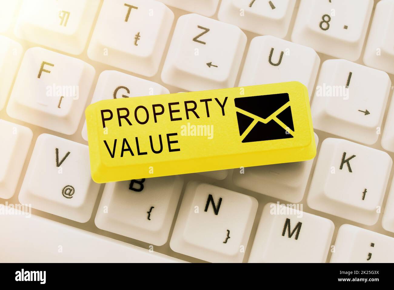 Text caption presenting Property Value. Concept meaning Worth of a land