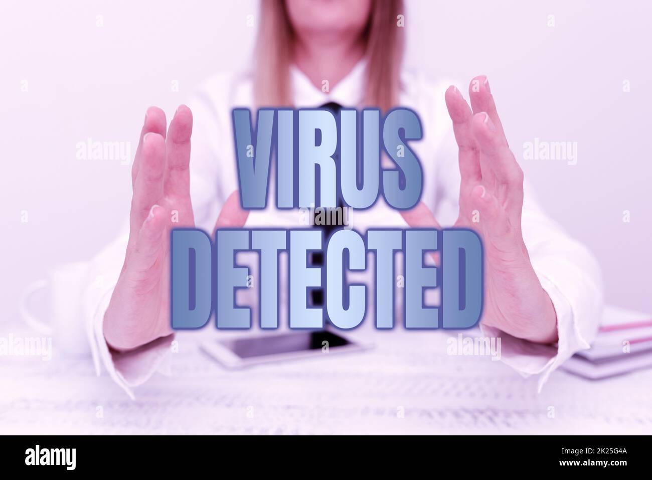 Conceptual display Virus Detected. Conceptual photo A computer program used to prevent and remove malware App Developer Presenting New Program, Displaying Upgraded Device Stock Photo