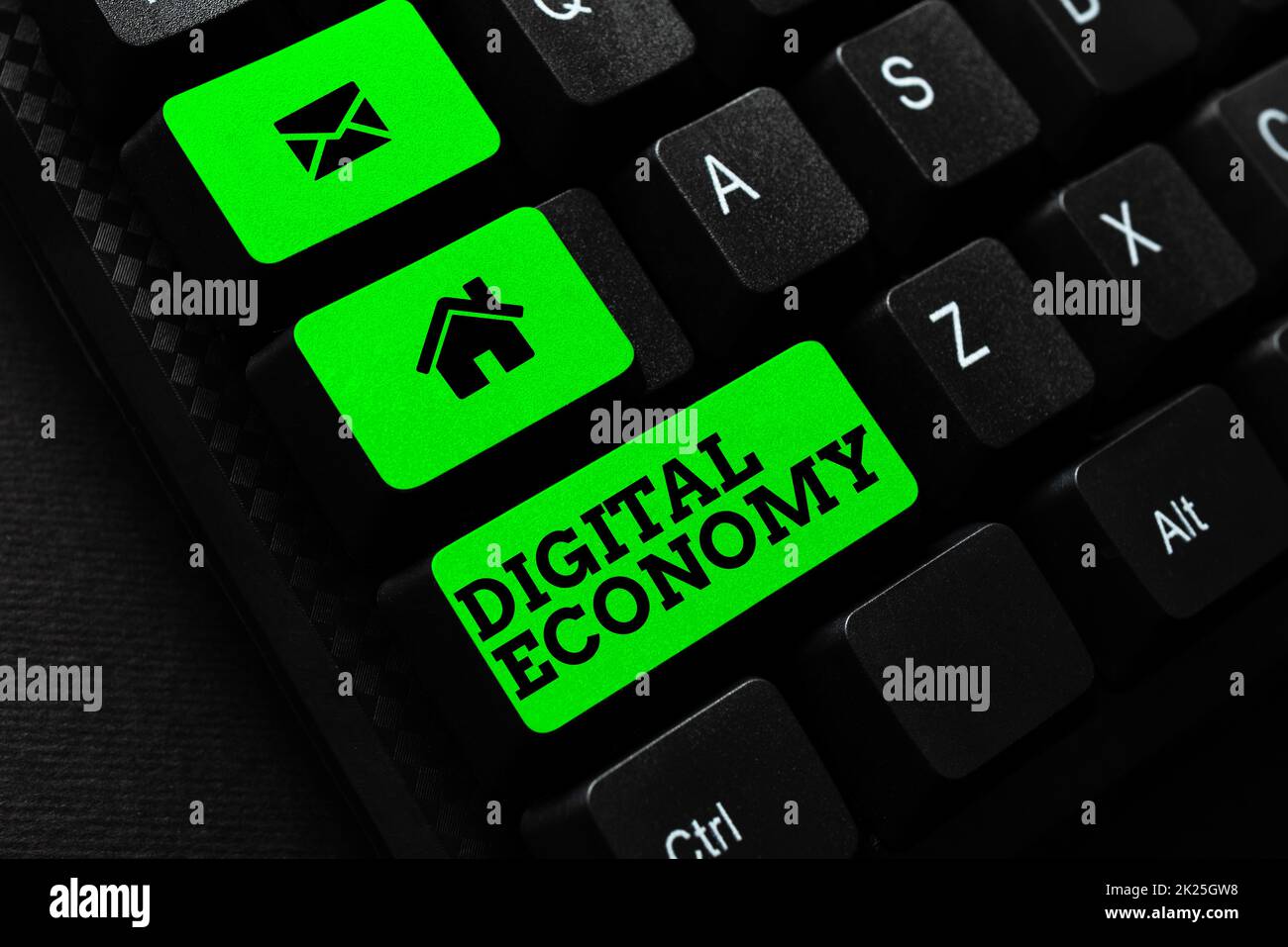 Conceptual display Digital Economy. Business overview worldwide network of economic activities and technologies Abstract Creating Online Typing Services, Learning Computer Program Codes Stock Photo