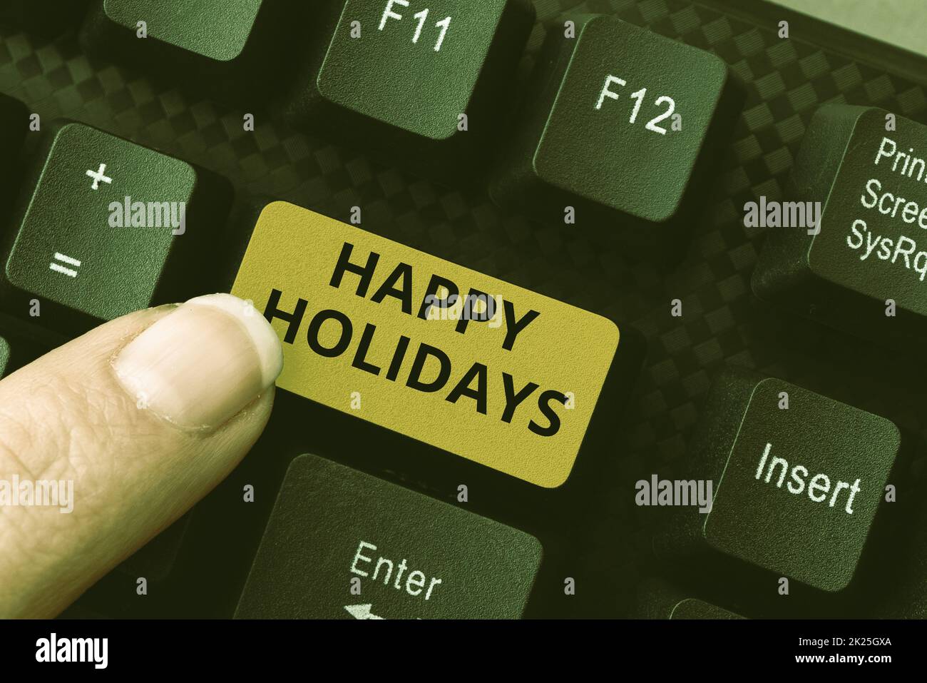 Writing displaying text Happy Holidays. Concept meaning Made a short