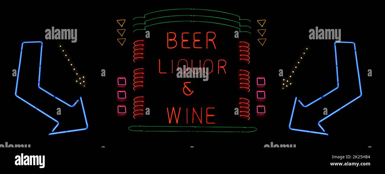 Photo Composite Neon Beer, Liquor and Wine Neon Sign Stock Photo Alamy