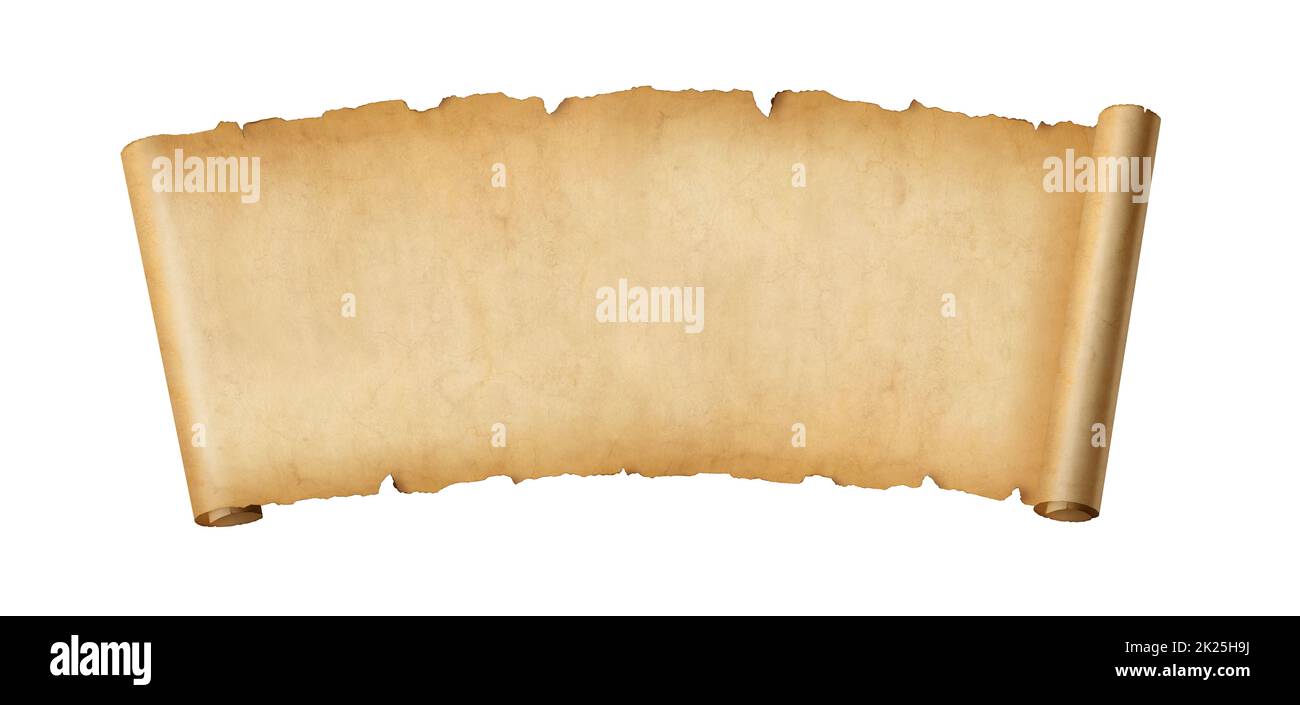 Old paper horizontal banner. Parchment scroll isolated on white Stock ...