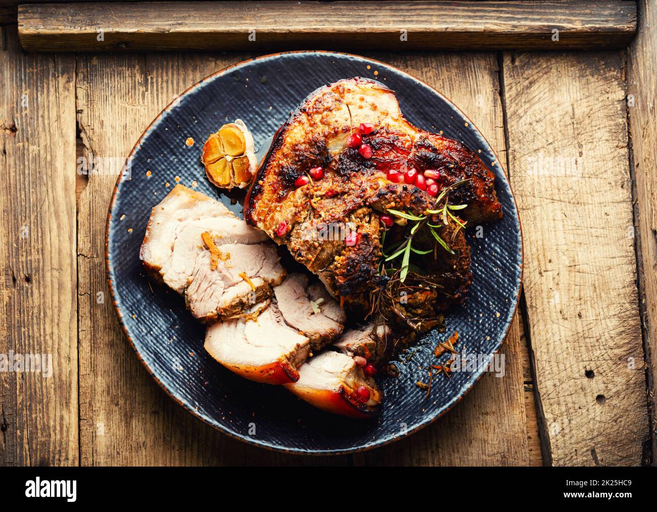 Baked pork belly with herbs Stock Photo Alamy