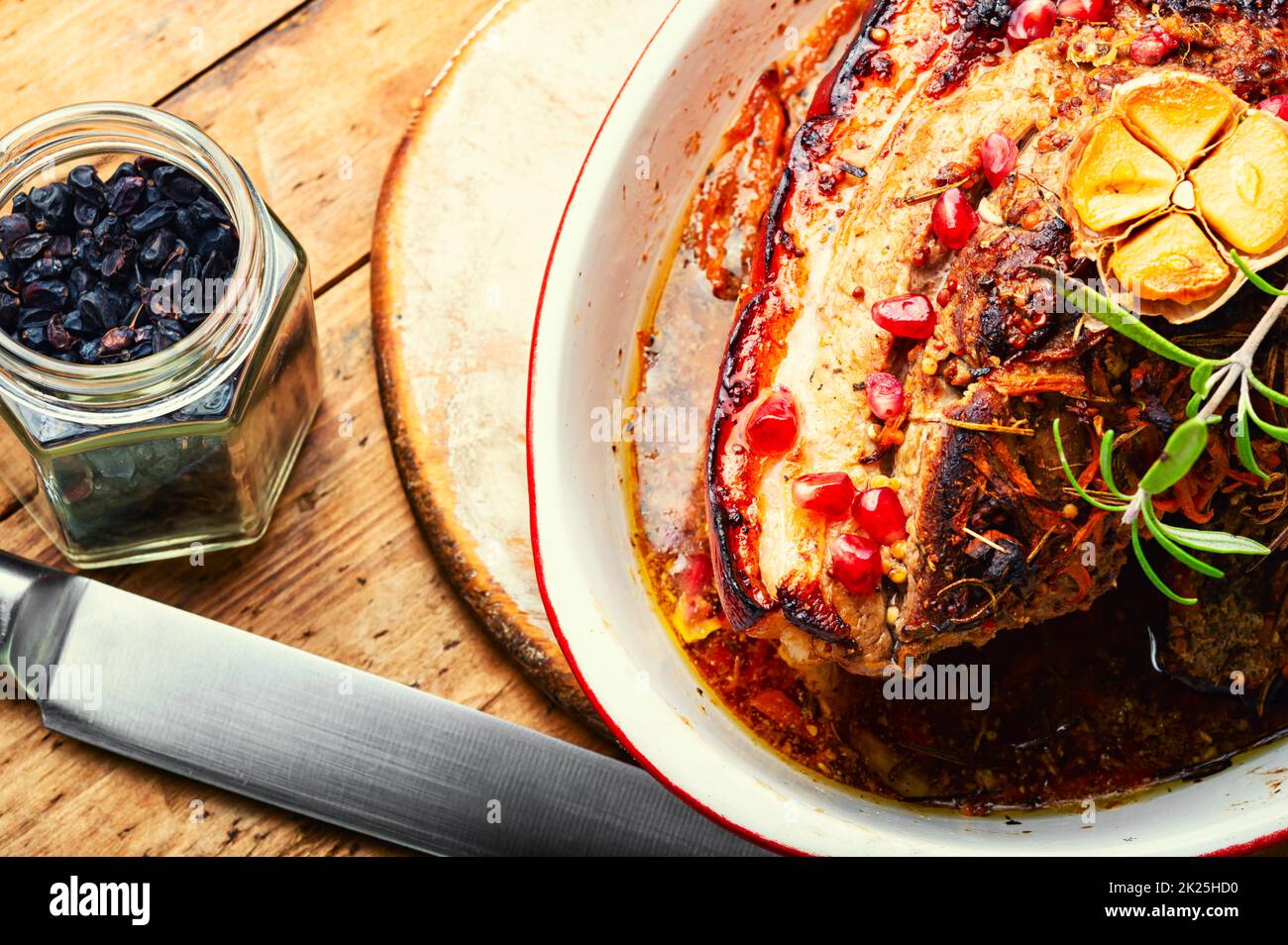 Baked pork belly with herbs Stock Photo Alamy