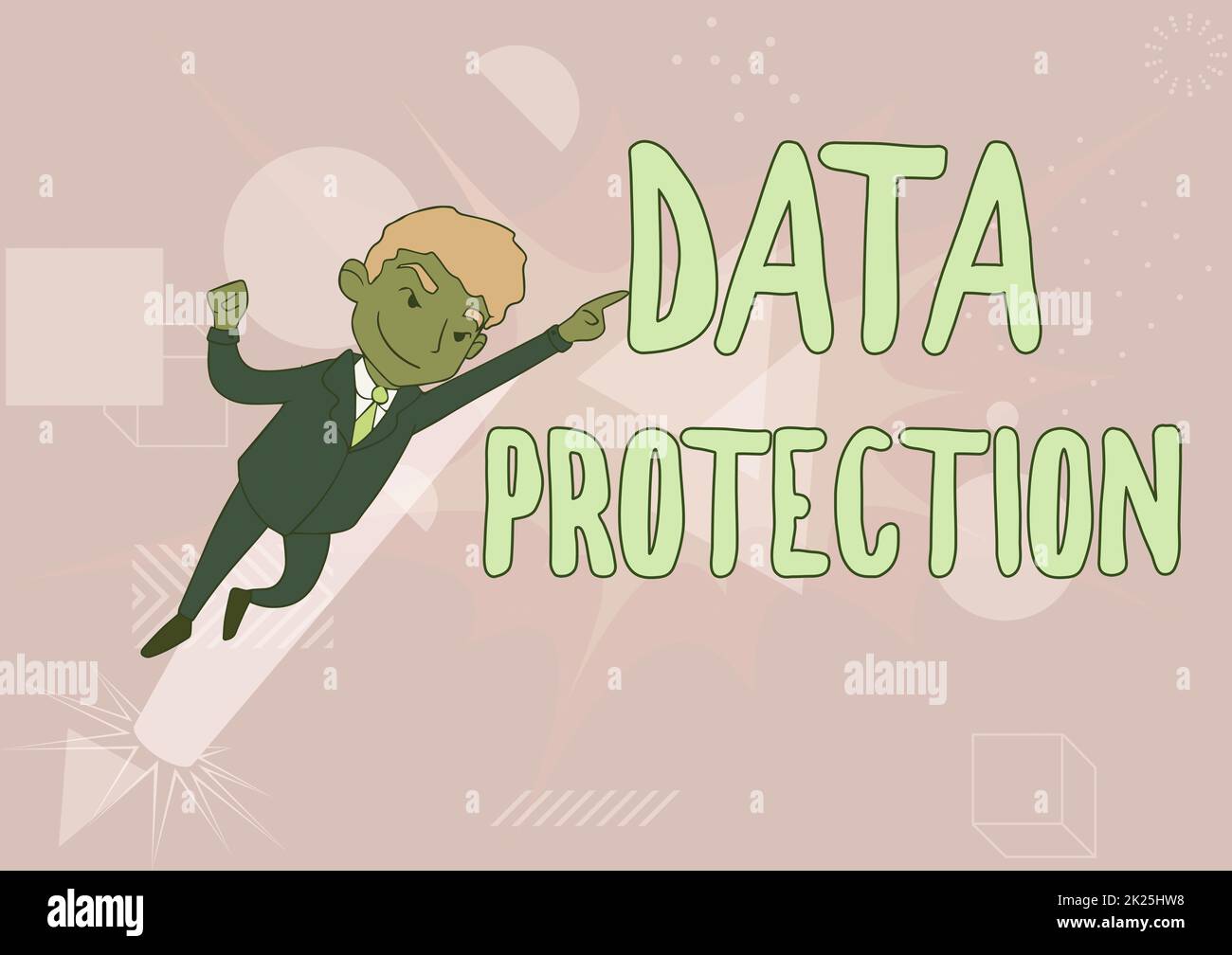 Text sign showing Data Protection. Business approach Protect IP addresses and personal data from harmful software Man Drawing In Uniform Standing Pointing Upward Displaying Leadership. Stock Photo