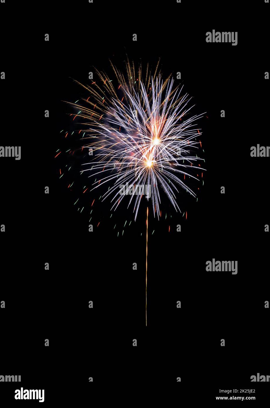 Colorful Fireworks explosion on black sky Stock Photo