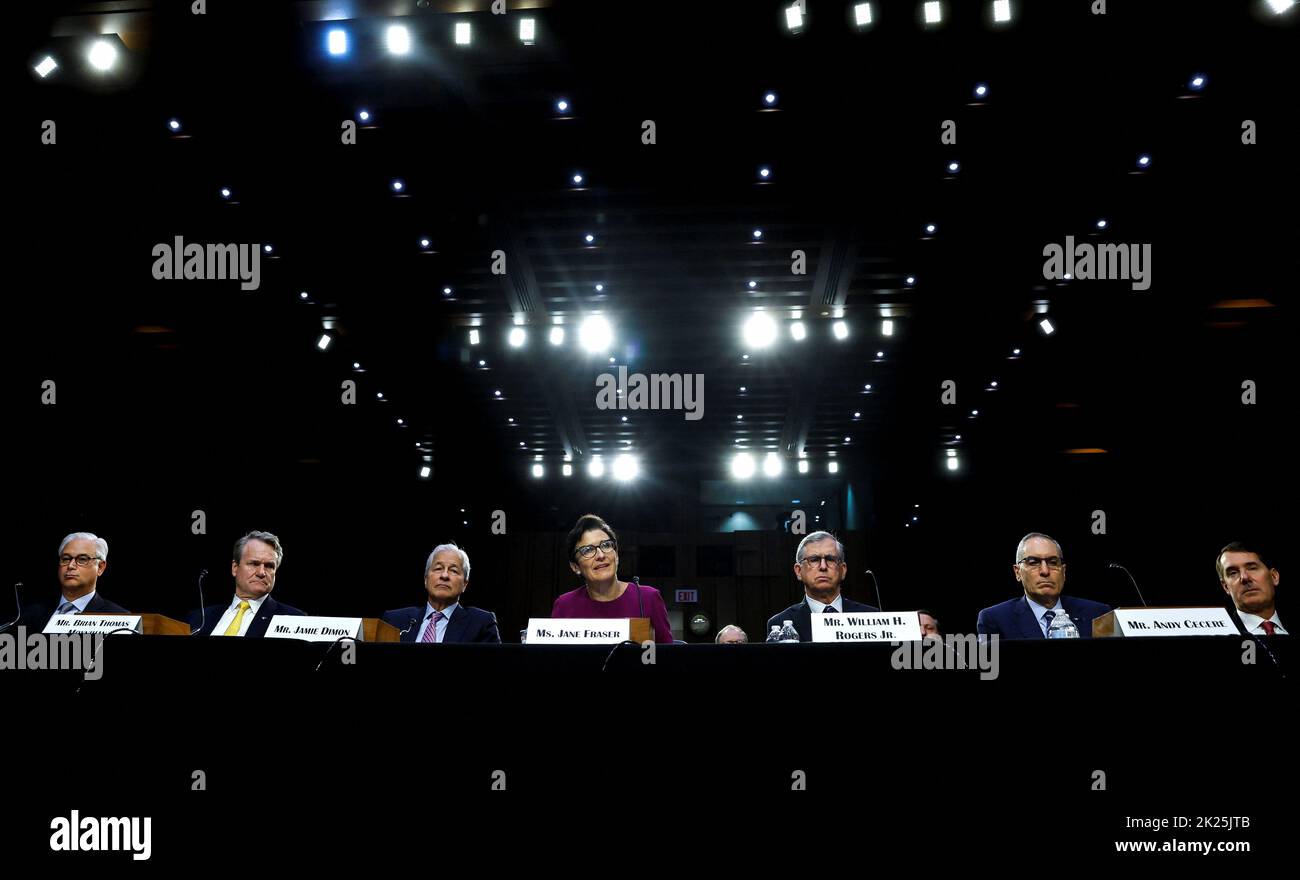 Citigroup CEO Jane Fraser testifies before a Senate Banking, Housing, and Urban Affairs hearing on 'Annual Oversight of the Nation's Largest Banks', on Capitol Hill in Washington, U.S., September 22, 2022. REUTERS/Evelyn Hockstein     TPX IMAGES OF THE DAY Stock Photo