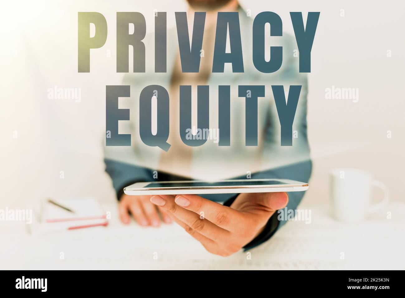 Text sign showing Private Equity. Internet Concept Capital that is not listed on a public exchange Investments Presenting Communication Technology Smartphone Voice And Video Calling Stock Photo