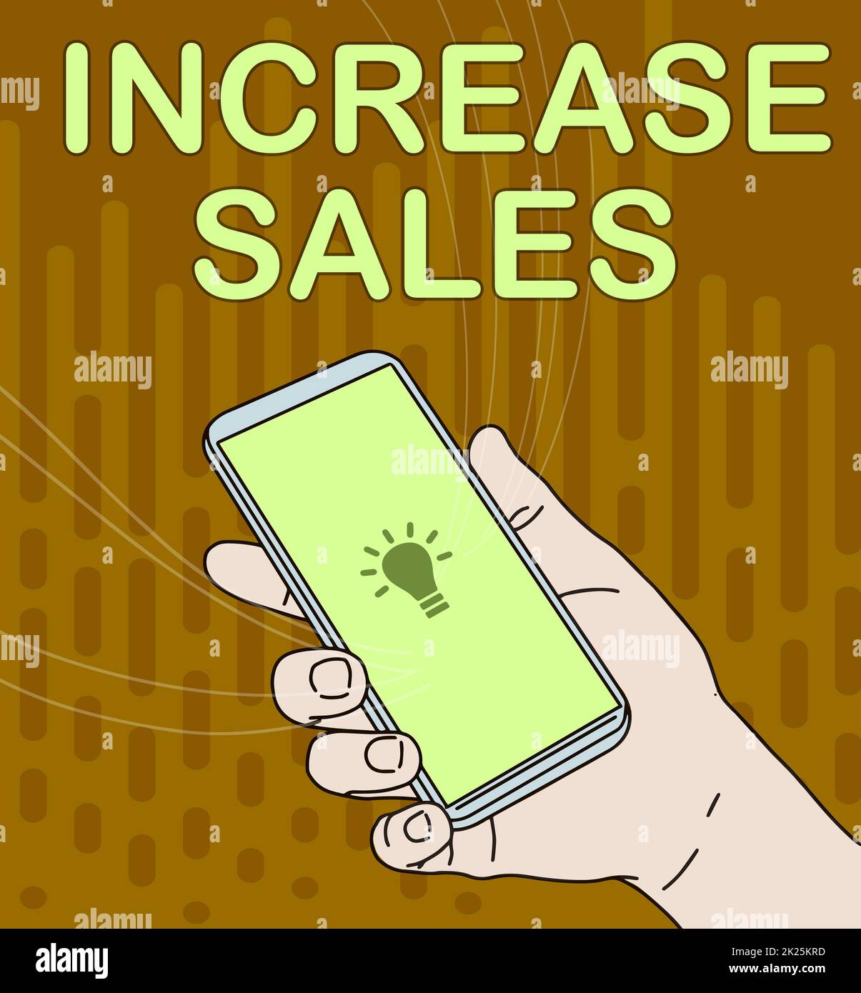 Text caption presenting Increase Sales. Word for Boosting the product sold to customers Trade Growth Hand Holding Mobile Device With Blank Screen Showing New Technology. Stock Photo