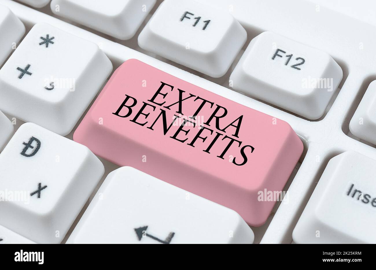 Sign displaying Extra Benefits. Business approach Additional compensation Bonus Subsidies Incentives Allowances Typing Online Network Protocols, Creating New Firewall Program Stock Photo
