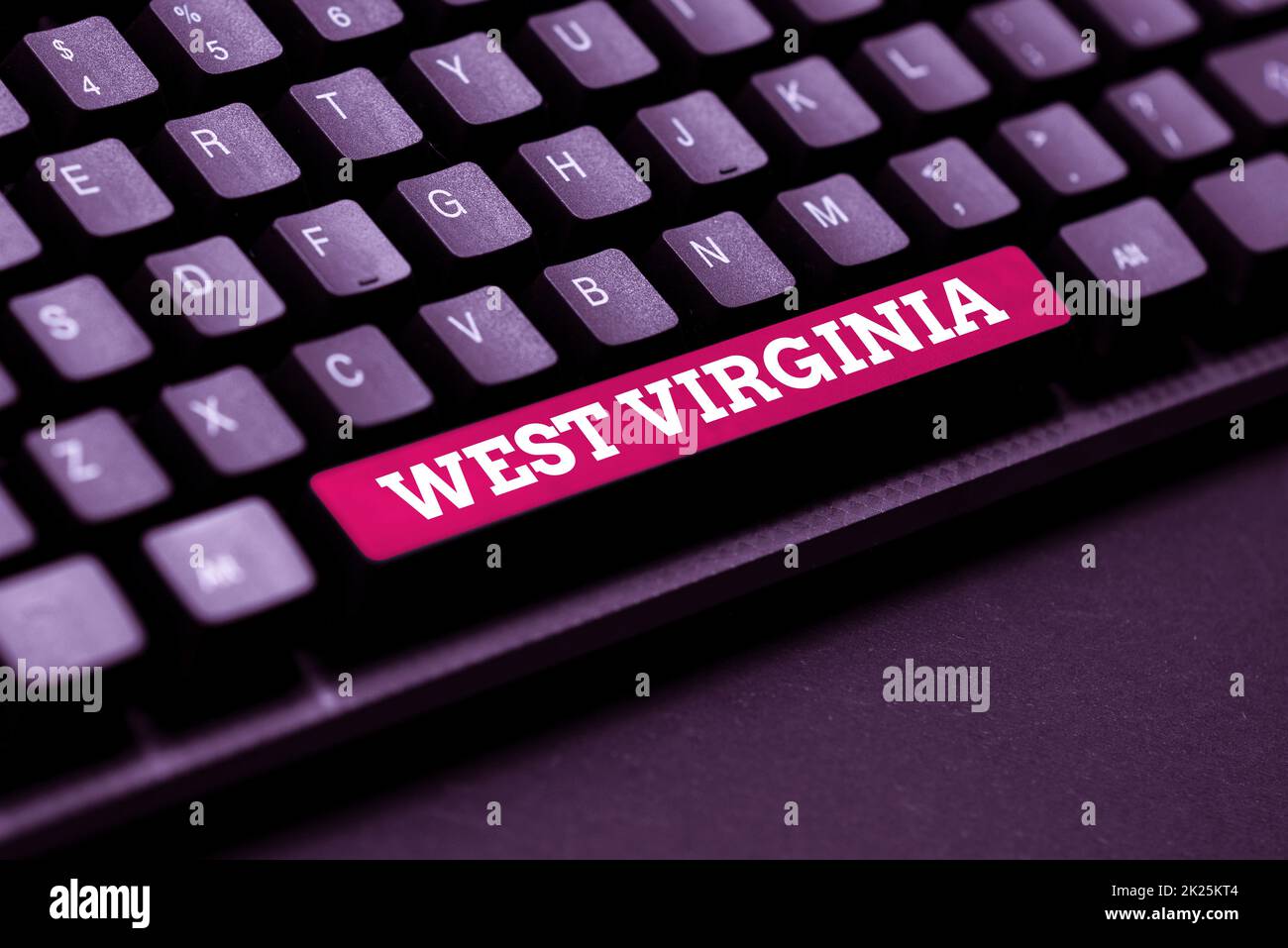 Text showing inspiration West Virginia. Internet Concept United States of America State Travel Tourism Trip Historical Transferring Written Notes To A Computer, Typing Motivational Messages Stock Photo