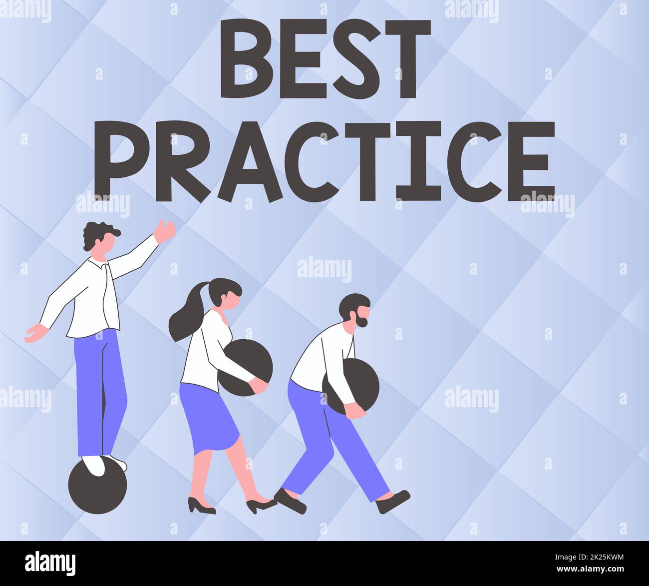 Handwriting text Best Practice. Business concept Method Systematic Touchstone Guidelines Framework Ethic Illustration Of Group Bringing Their Own Heavy Sphere Together. Stock Photo