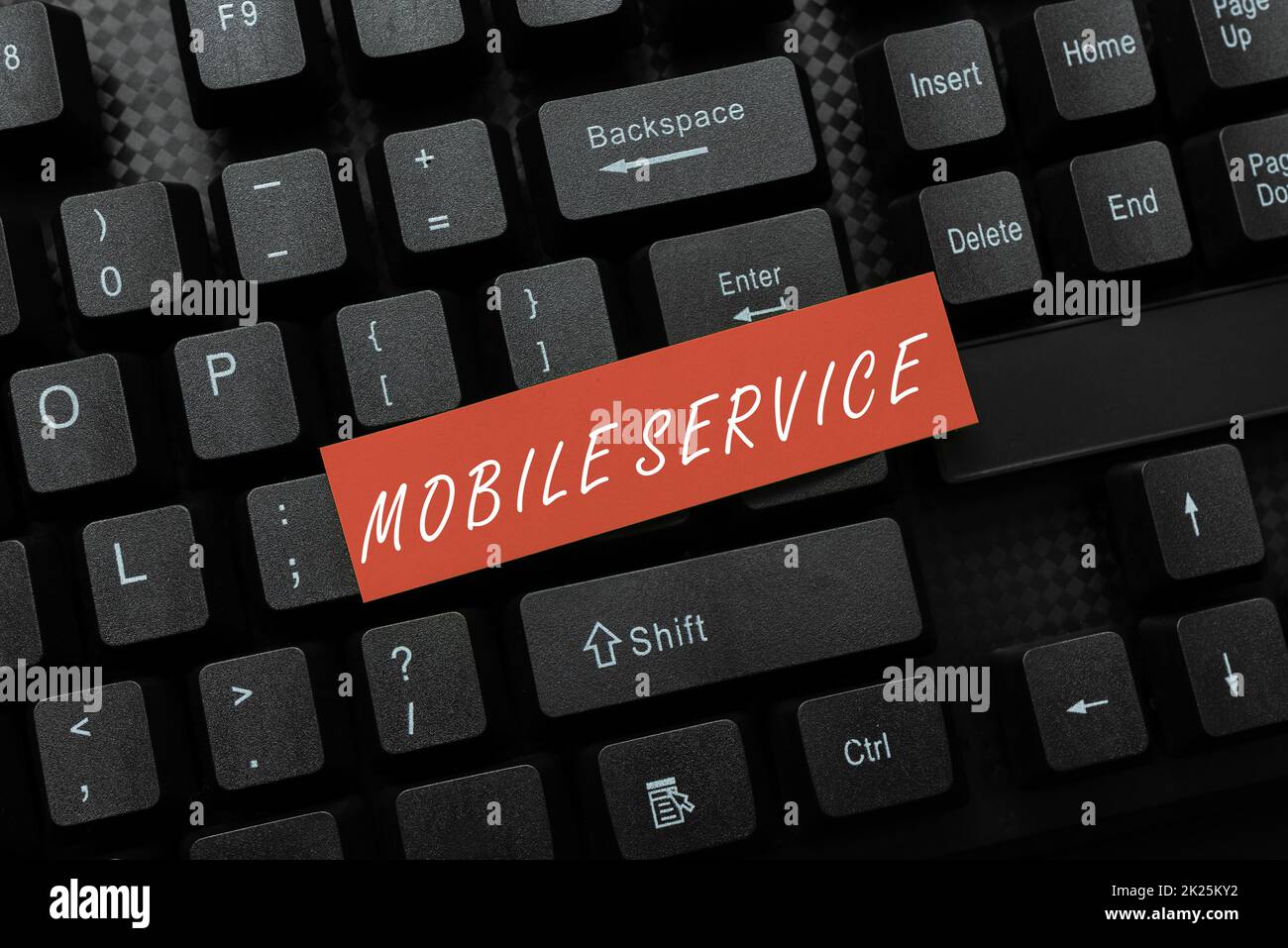 Hand writing sign Mobile Service. Business idea Radio communication utility between mobile and land stations Retyping Old Worksheet Data, Abstract Typing Online Reservation Lists Stock Photo