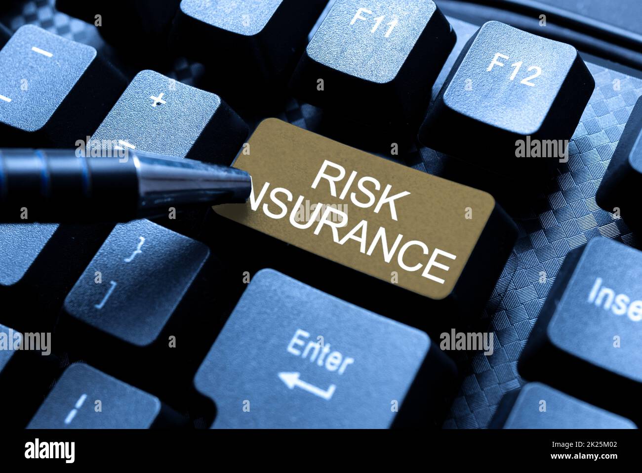 Conceptual caption Risk Insurance. Business showcase The possibility of Loss Damage against the liability coverage Typing Online Tourist Guidebook, Searching Internet Ideas And Designs Stock Photo