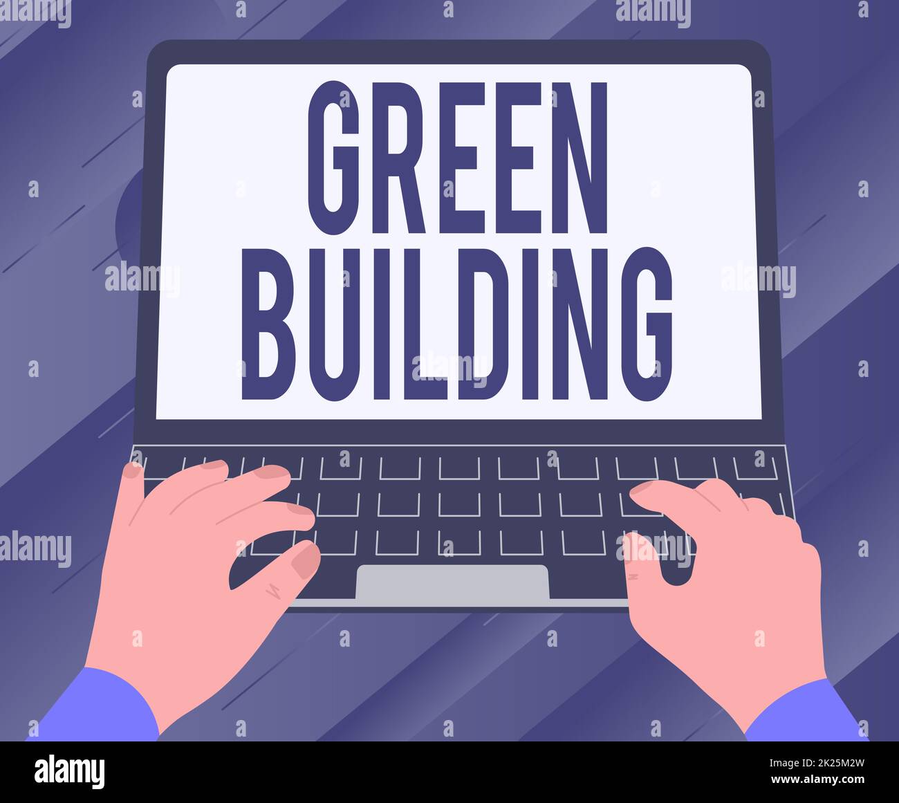 Conceptual display Green Building. Business approach A structure that is environmentally responsible Sustainable Illustration Of A Busy Hand Working On Laptop Searching For Ideas. Stock Photo