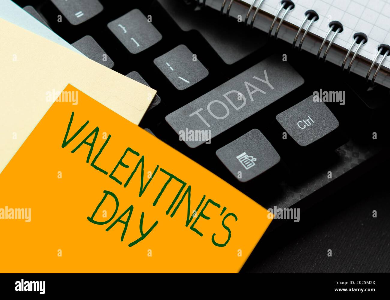 Hand writing sign Valentine S Day. Business approach time when showing show feelings of love and affection Connecting With Online Friends, Making Acquaintances On The Internet Stock Photo