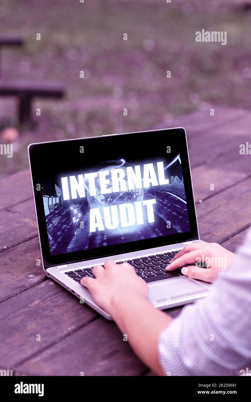 Handwriting text Internal Audit. Word Written on Evaluates the