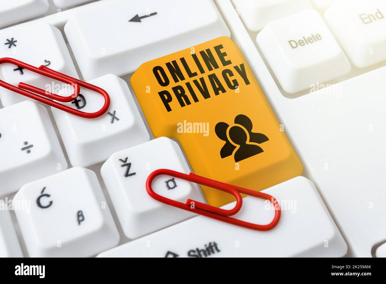 Conceptual display Online Privacy. Internet Concept Security level of personal data published via the Internet Writing Interesting Online Topics, Typing Office Annoucement Messages Stock Photo