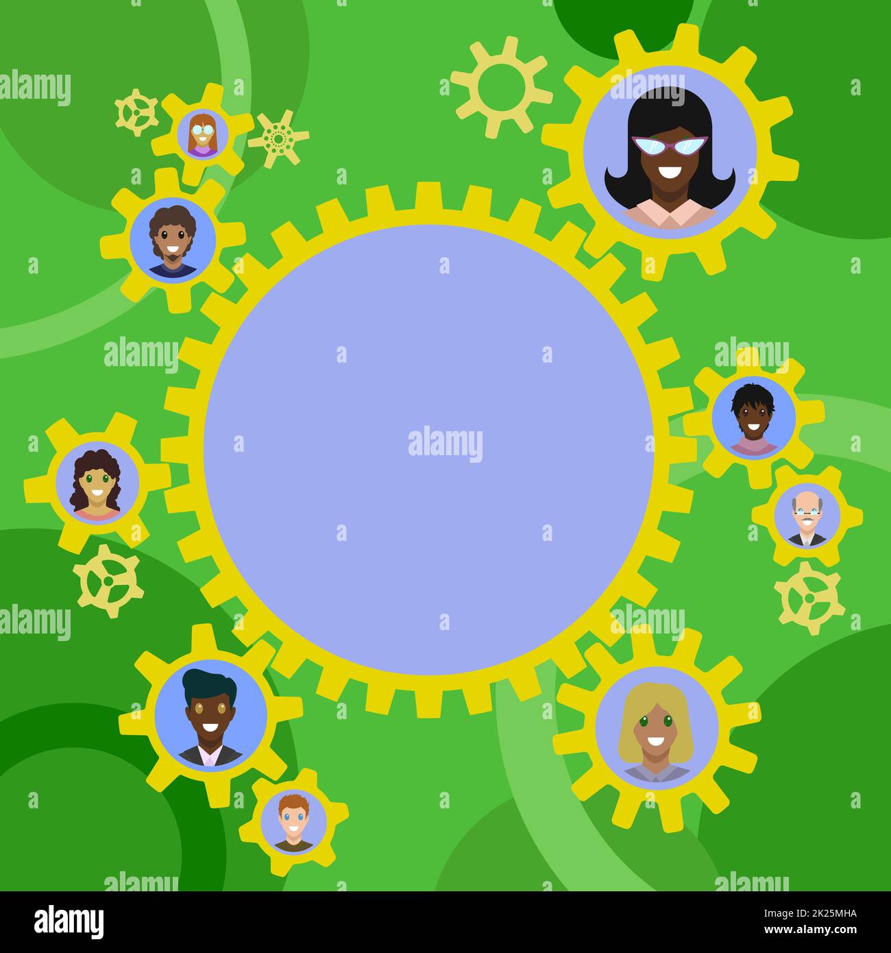 Colleagues Presented Inside Cogwheels Showing Definition Of Teamwork