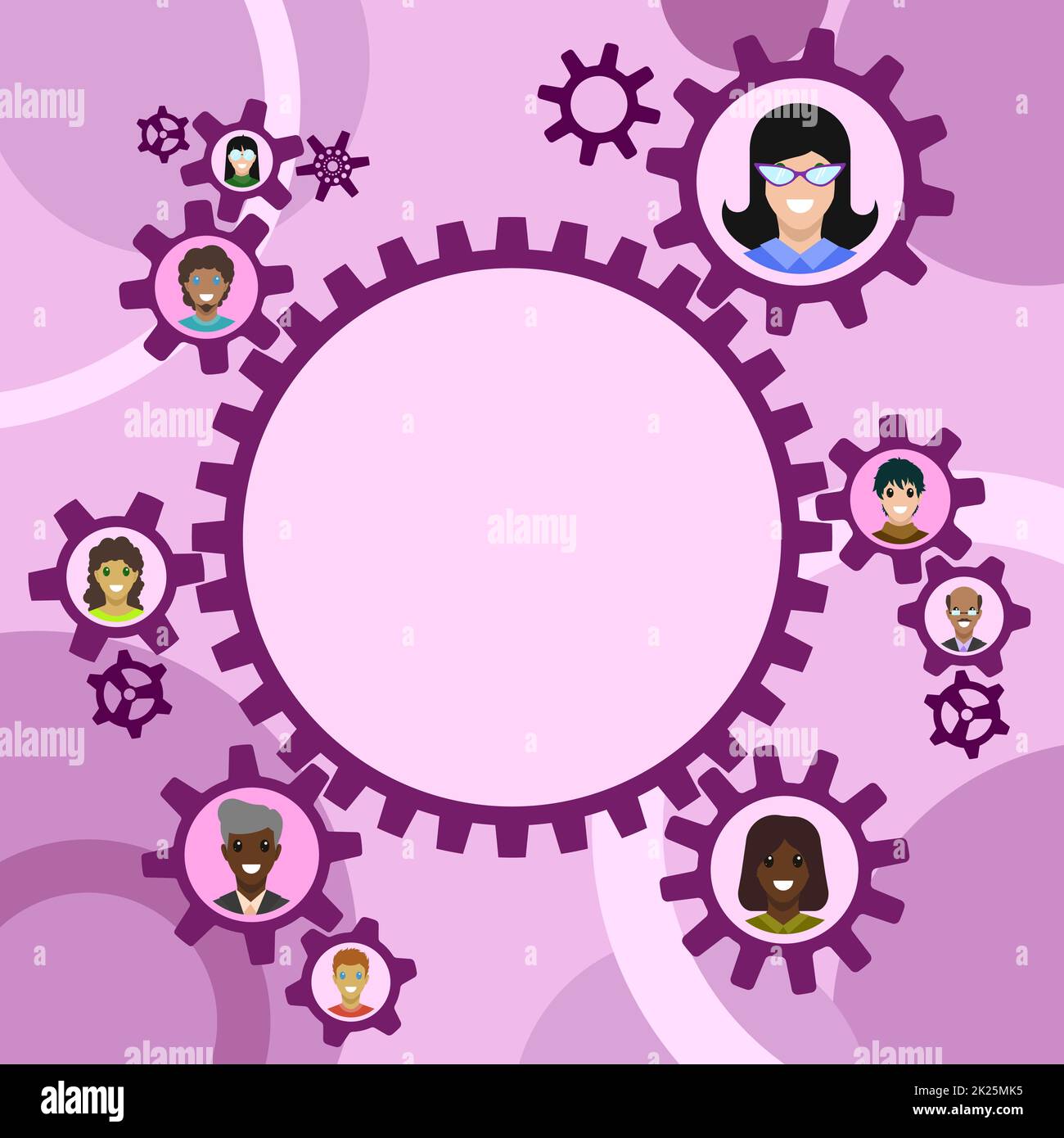 Colleagues Presented Inside Cogwheels Showing Definition Of Teamwork