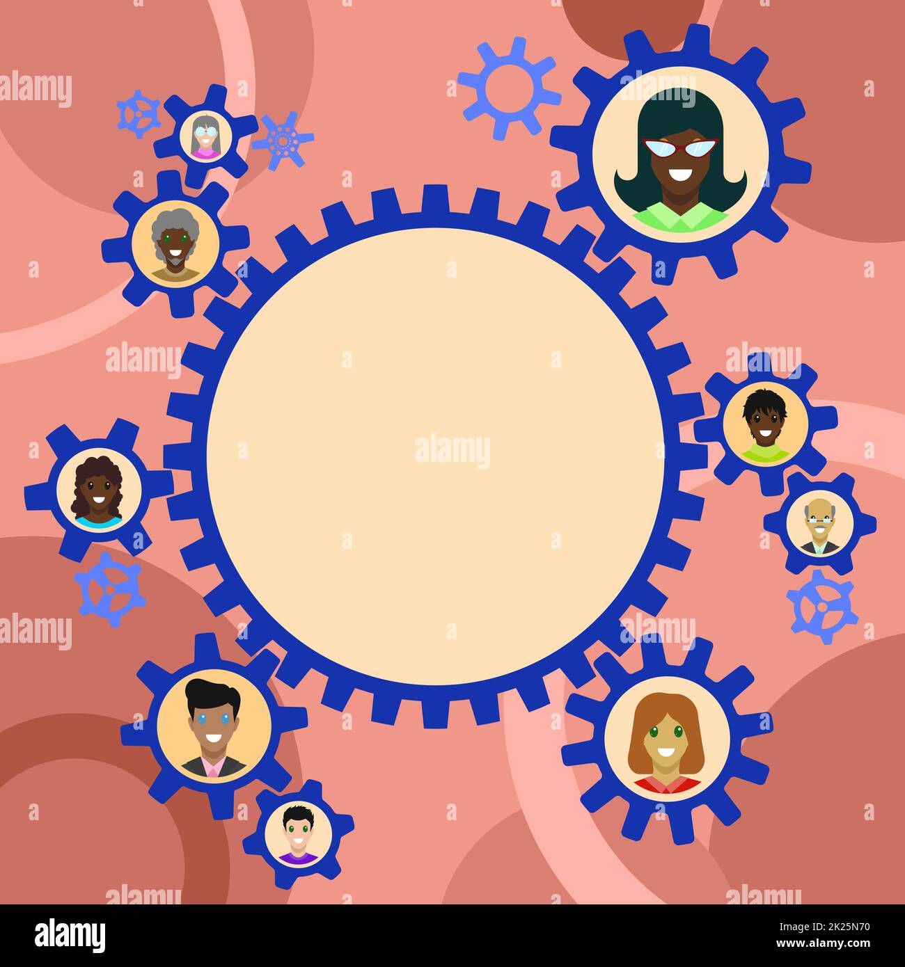 Colleagues Presented Inside Cogwheels Showing Definition Of Teamwork