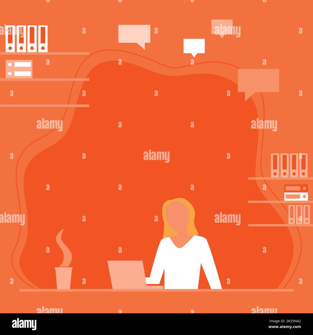 Woman Sitting On Desk Working And Presenting New Technologies