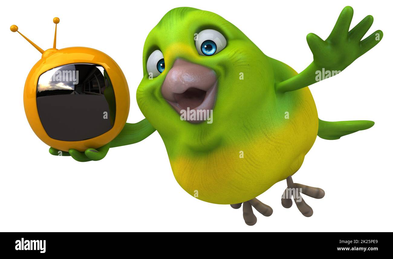 Fun green bird - 3D Illustration Stock Photo - Alamy