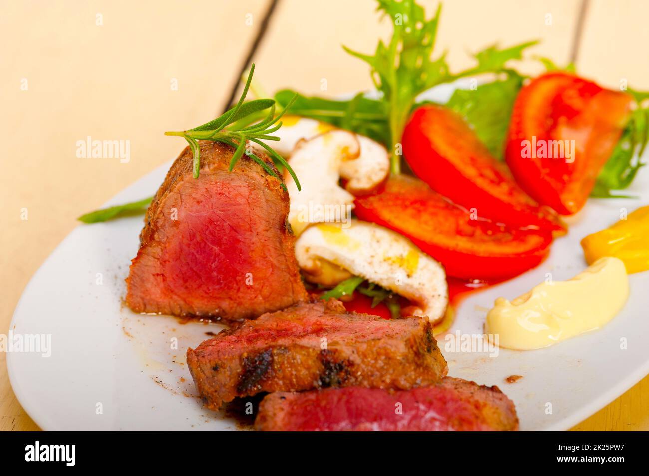 beef filet mignon grilled with vegetables Stock Photo Alamy