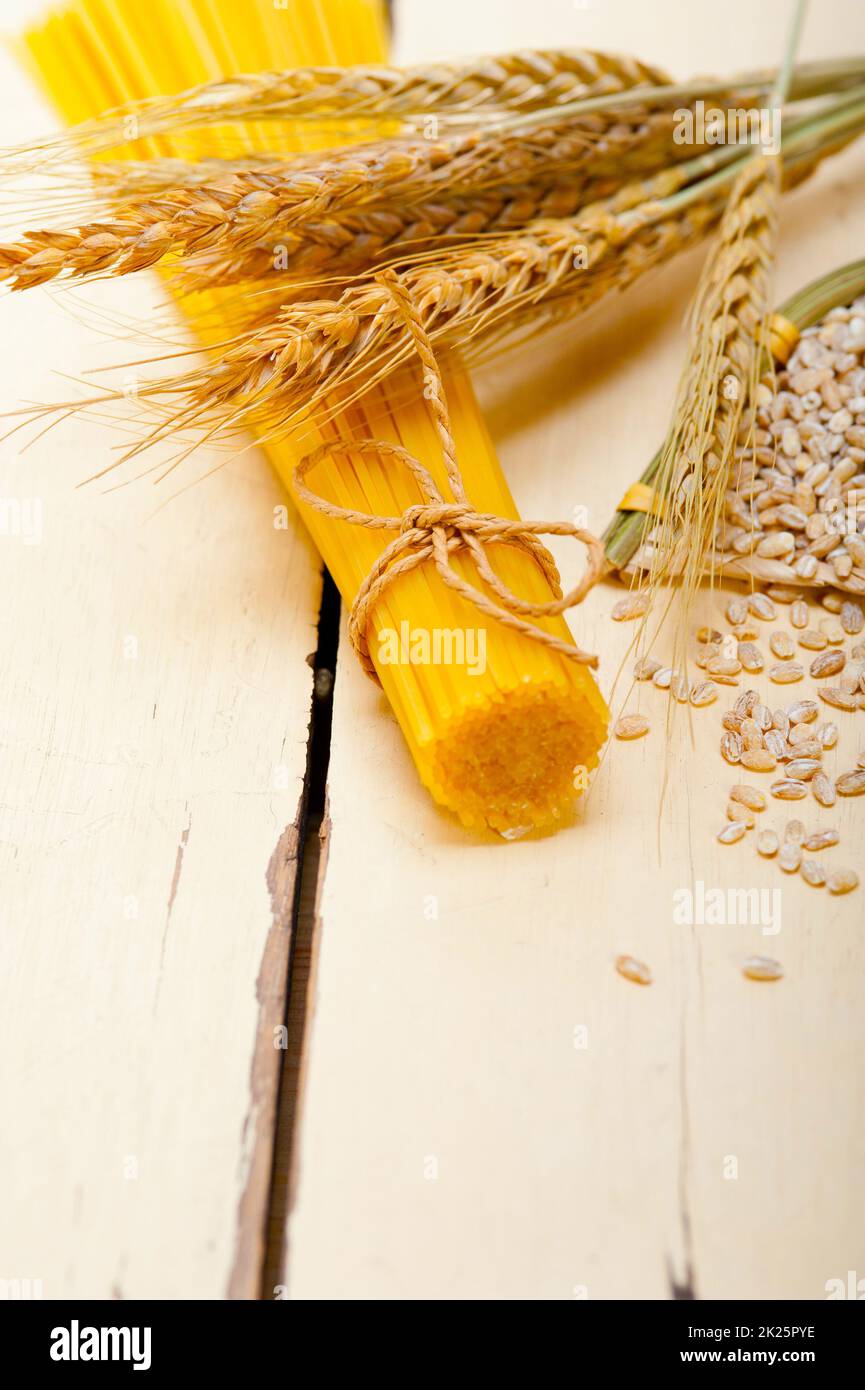 organic Raw italian pasta and durum wheat Stock Photo