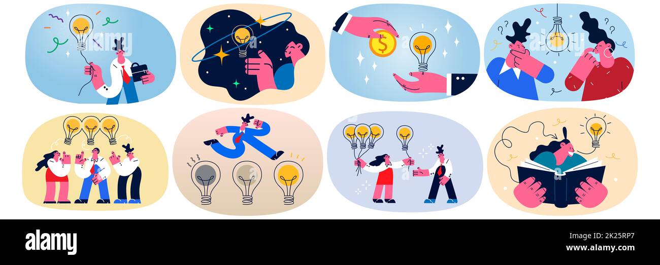 Set of businesspeople generate business idea Stock Photo - Alamy