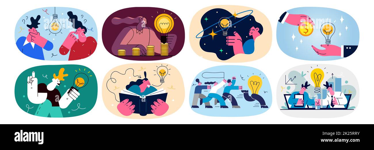 Set of diverse businesspeople brainstorm generate ideas Stock Photo - Alamy