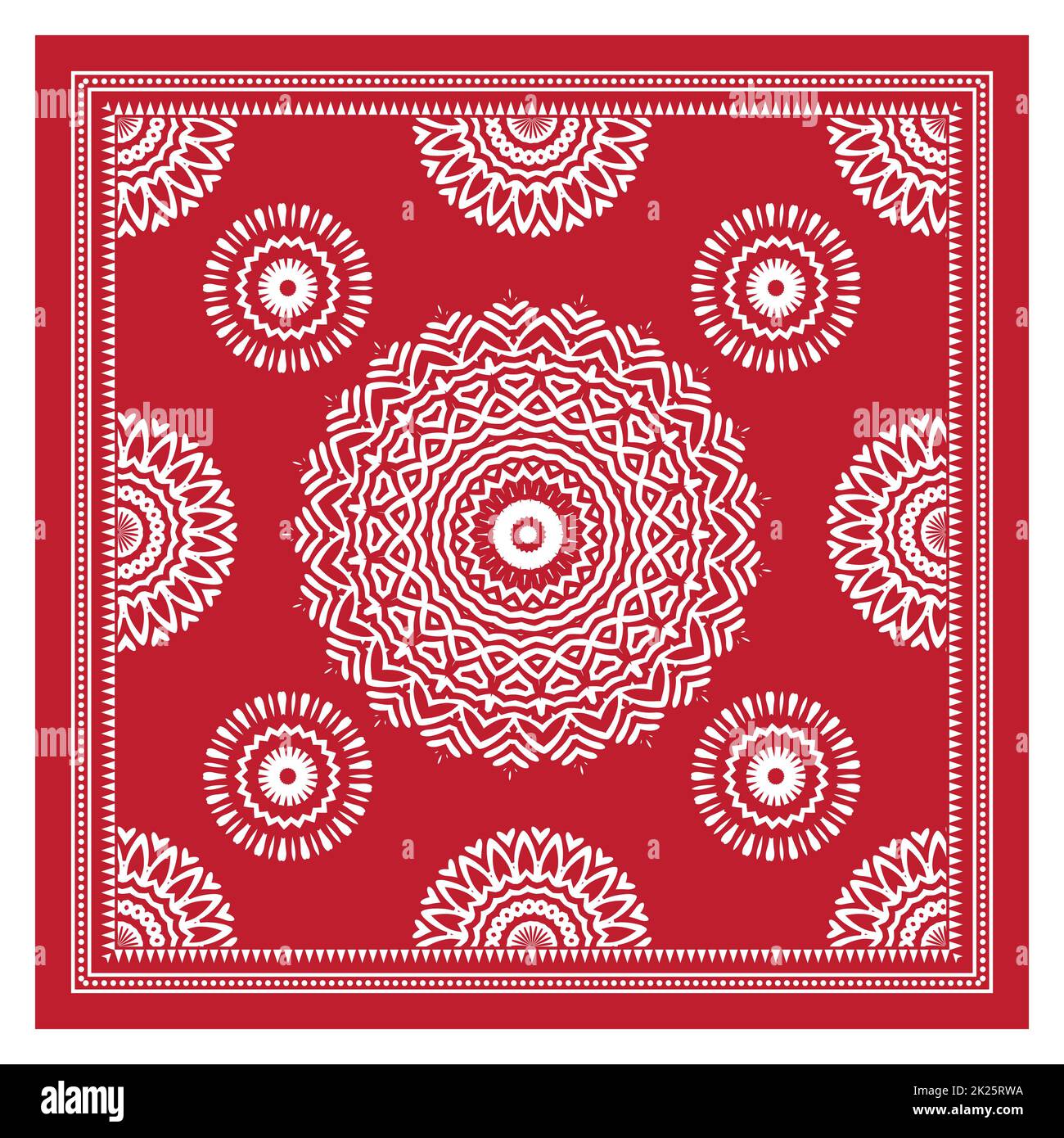 Top view of red bandana with paisley pattern as background Stock Photo