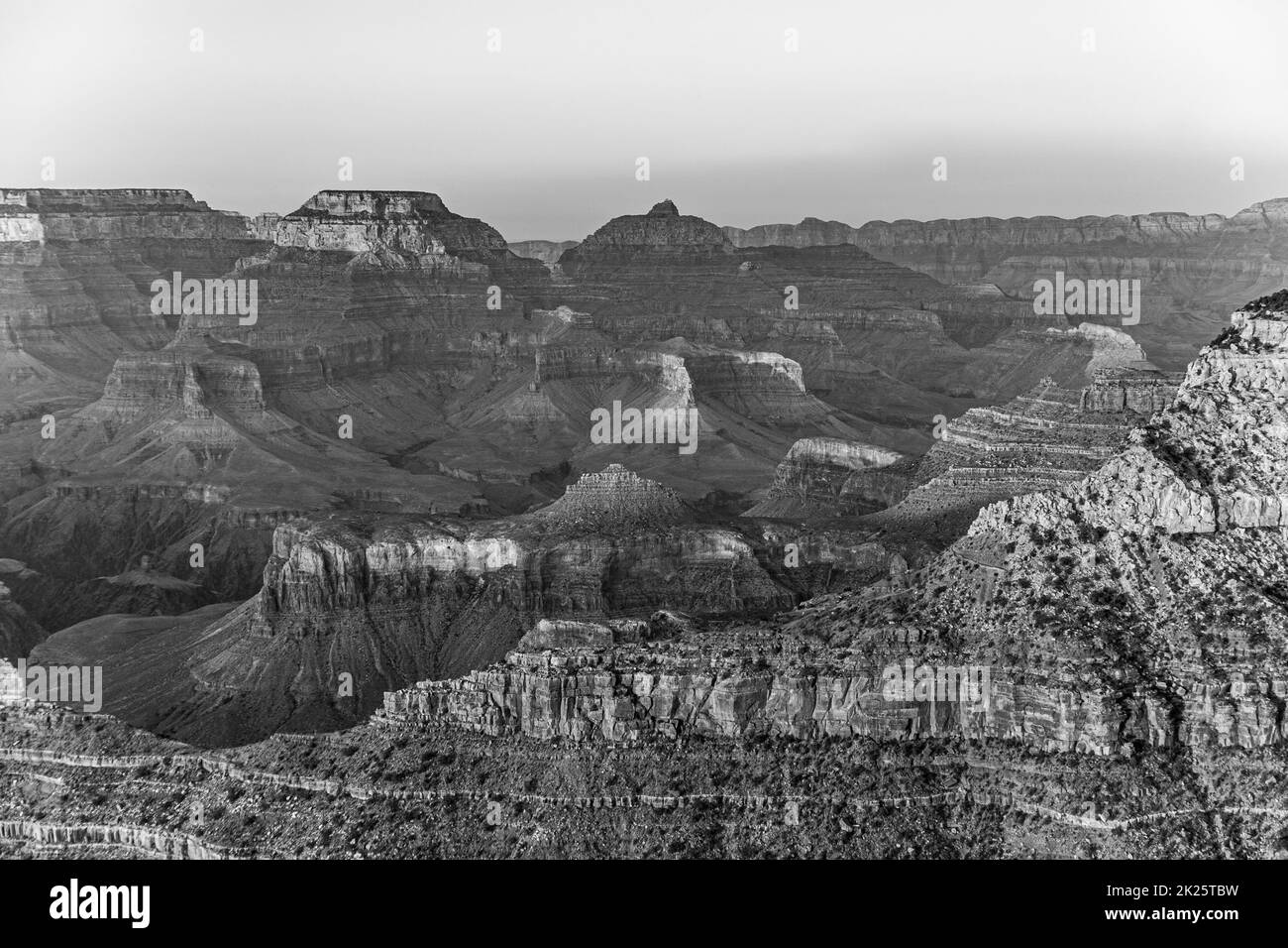 Grand canyon south rim sunrise Black and White Stock Photos & Images