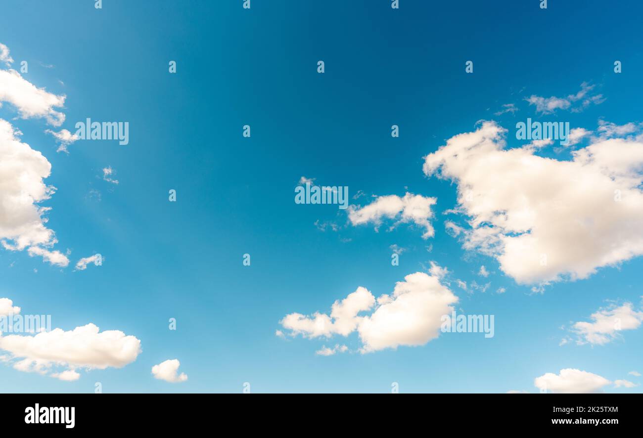 Beautiful blue sky and white cumulus clouds abstract background ...