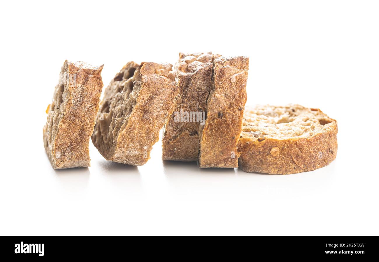Wholegrain ciabatta bread. Sliced baked baguette. Stock Photo
