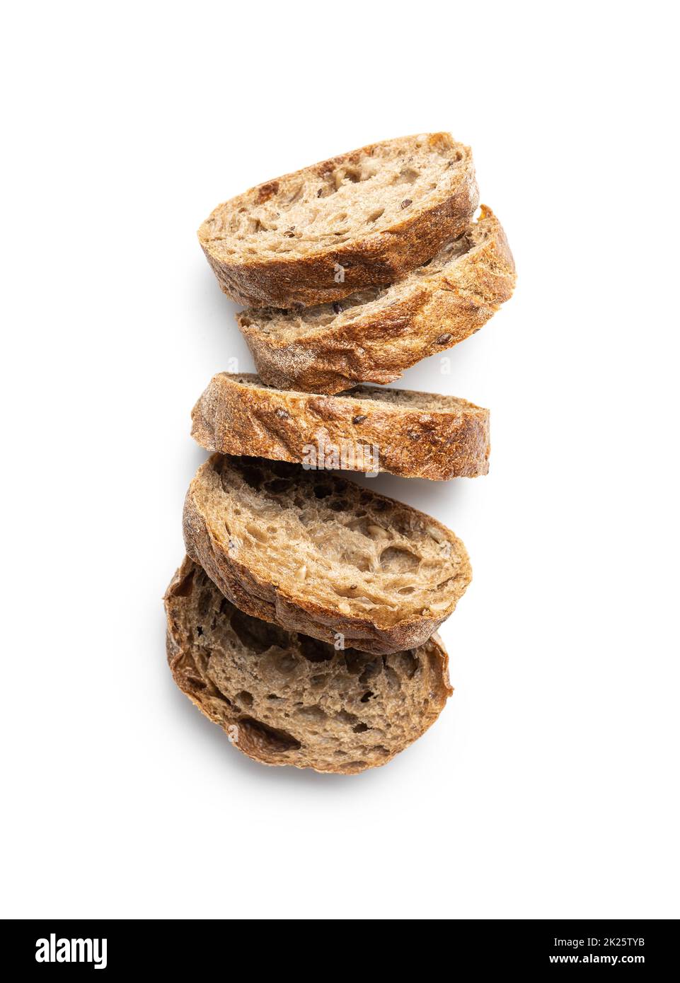 Wholegrain ciabatta bread. Sliced baked baguette. Stock Photo
