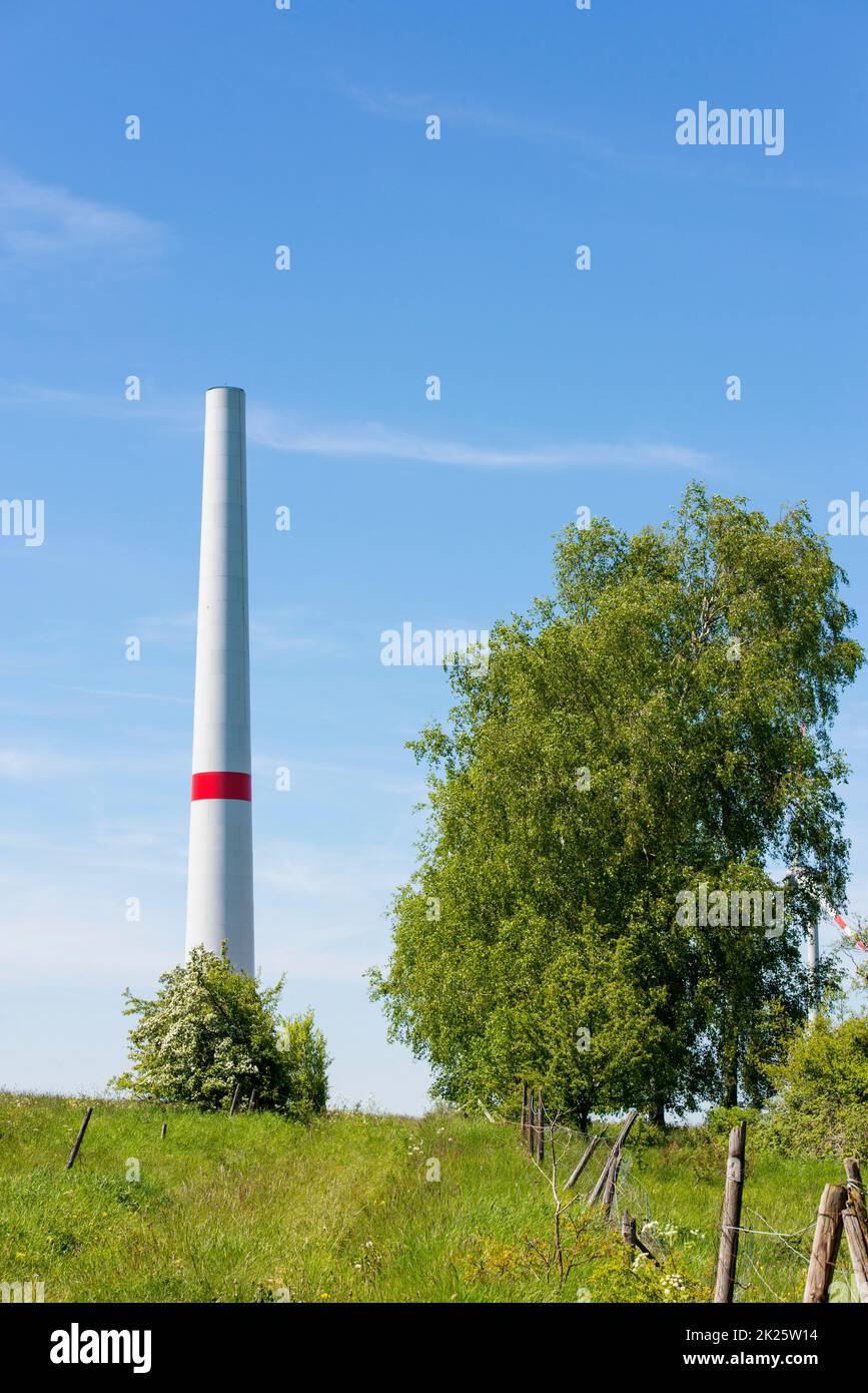 mounting a wind turbine Stock Photo