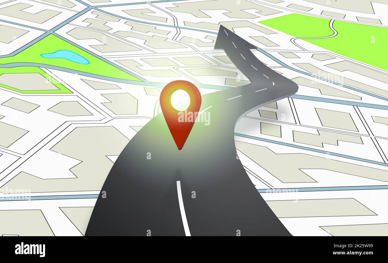 3d render of navigator that showes gps position in map Stock Photo