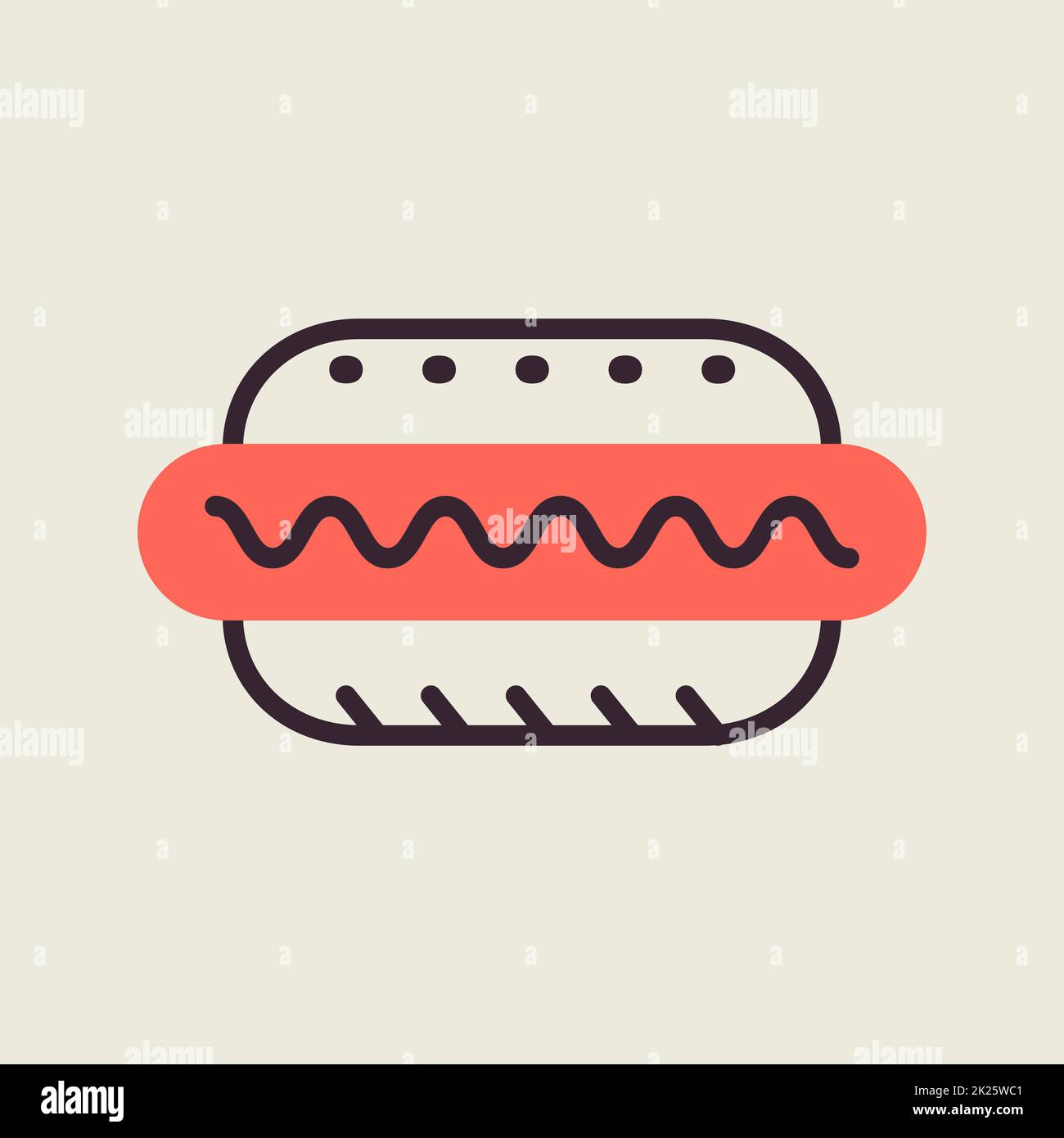 Hot dog vector icon. Fast food sign Stock Photo