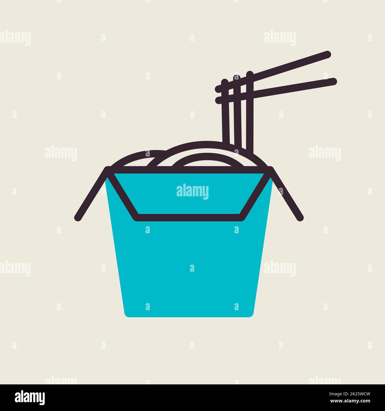 Noodles in thin line box with chopsticks Stock Photo