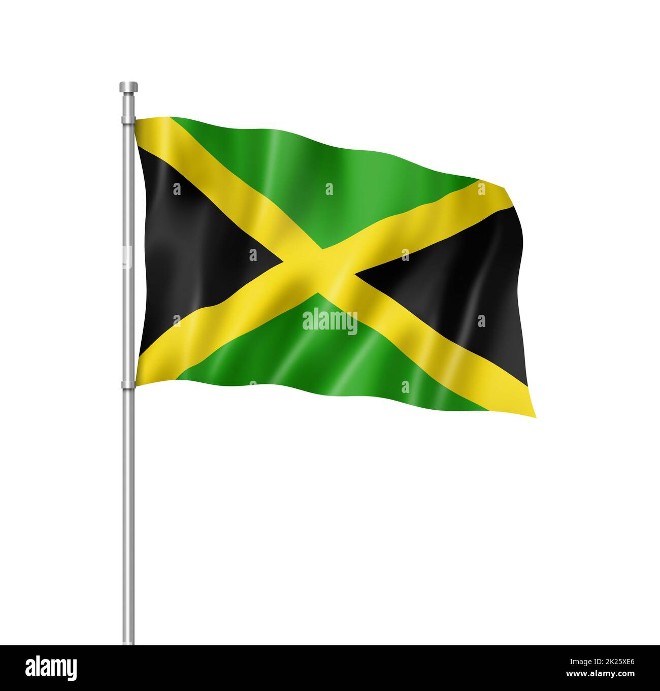 Jamaican flag isolated on white Stock Photo