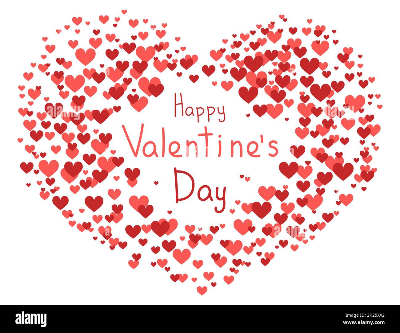 Happy Valentines Day background, red heart shaped confetti - Vector ...